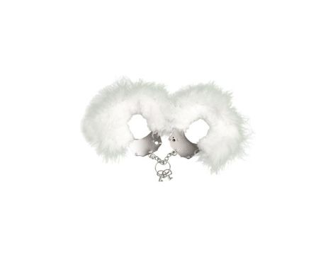 Kajdanki-Śmieszna zabawka-kadanki - Metallic Handcuffs,feather cov.. White