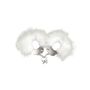 Kajdanki-Śmieszna zabawka-kadanki - Metallic Handcuffs,feather cov.. White - 2