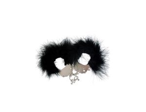 Kajdanki-Śmieszna zabawka-kadanki - Metallic Handcuffs,Feather Cov.. Black - image 2