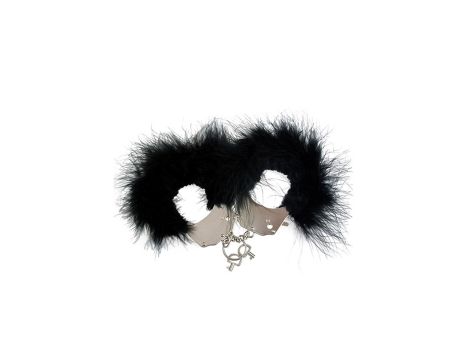 Kajdanki-Śmieszna zabawka-kadanki - Metallic Handcuffs,Feather Cov.. Black - 2