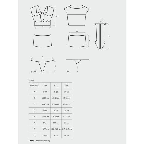 Bielizna-Student kostium 4-częściowy  S/M - 9