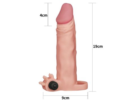 Add 2"" Pleasure X Tender Vibrating Penis Sleeve Flesh - 2