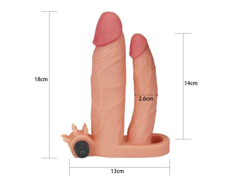 Add 1"" Pleasure X Tender Vibrating Double Penis Sleeve - 7