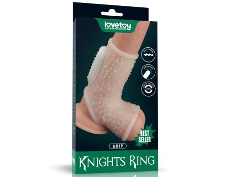 Vibrating Drip Knights Ring with Scrotum Sleeve (White)