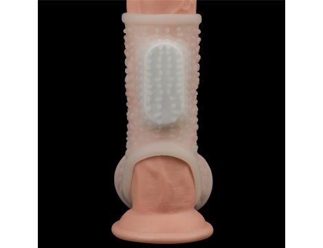 Vibrating Drip Knights Ring with Scrotum Sleeve (White) - 5