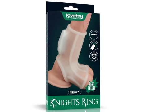 Vibrating Ridge Knights Ring with Scrotum Sleeve