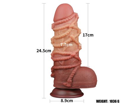 9.5'' Dual layered Platinum Silicone Cock with Rope - 2