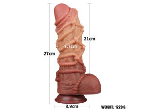 10.5'' Dual layered Platinum Silicone Cock with Rope - image 2