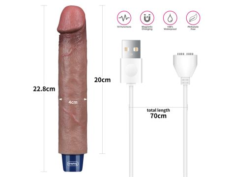 9" REAL SOFTEE Rechargeable Silicone Vibrating Dildo - 15