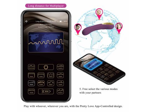 PRETTY LOVE - Ethan purple, 12 vibration functions Mobile APP Long-distance Control - 7