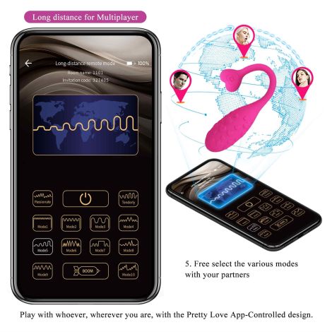 PRETTY LOVE - Fisherman Pink, 12 vibration functions Mobile APP remote control - 20