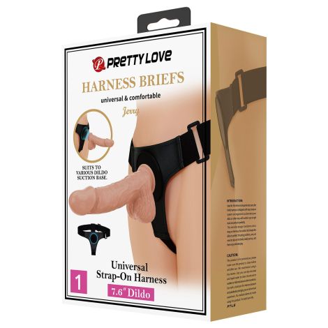 PRETTY LOVE - HARNESS BRIEFS Jerry Universal Strap-On Harness 7,6'' Dildo Flesh - 10