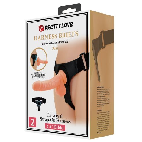 PRETTY LOVE - HARNESS BRIEFS- Tom, Universal Strap-On, 7.4'' Dildo - 10