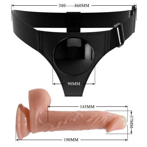 PRETTY LOVE - HARNESS BRIEFS- Kevin, Universal Strap-On, 7.2'' Dildo - 8