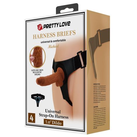 PRETTY LOVE - HARNESS BRIEFS- Micheal, Universal Strap-On, 7.0'' Dildo - 10