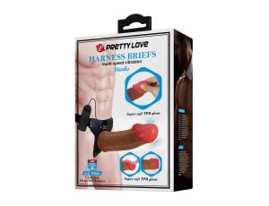 PRETTY LOVE - HARNESS BRIEFS Starks Universal Strap-On Harness 6,9'' Vibration Dildo Light Brown - image 2