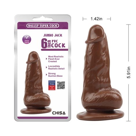 JUMBO JACK 6" Dildo-Brown - 6