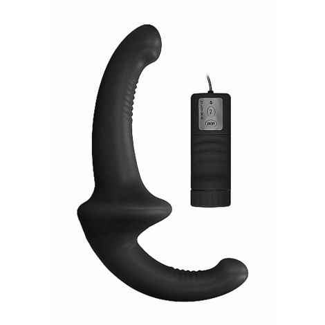 Vibrating Silicone Strapless Strapon - Black