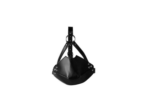 Head Harness with Mouth Cover and Solid Ball Gag - Black - 4