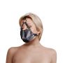 Head Harness with Mouth Cover and Solid Ball Gag - Black - 2