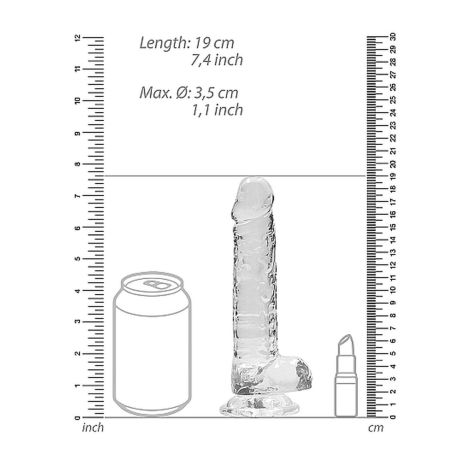 7"" / 18 cm Realistic Dildo With Balls - Transparent - 3