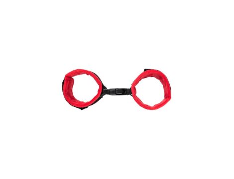 Anonymo handcuffs, velour, red, 24 cm - 3