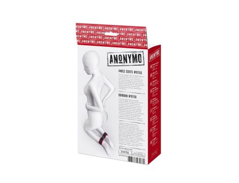 Anonymo handcuffs, velour, red, 29 cm - 8