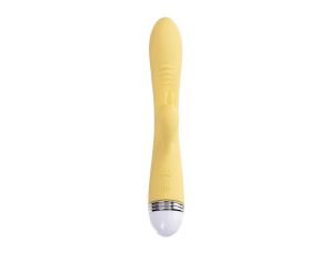 Vibrator with clitoral stimulator Flovetta by Toyfa Aster, silicone, yellow, 22 cm - image 2