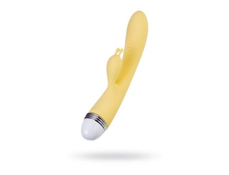 Vibrator with clitoral stimulator Flovetta by Toyfa Aster, silicone, yellow, 22 cm