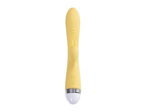 Vibrator with clitoral stimulator Flovetta by Toyfa Aster, silicone, yellow, 22 cm - 2