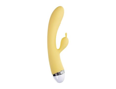 Vibrator with clitoral stimulator Flovetta by Toyfa Aster, silicone, yellow, 22 cm - 3