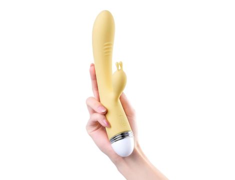 Vibrator with clitoral stimulator Flovetta by Toyfa Aster, silicone, yellow, 22 cm - 6