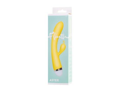 Vibrator with clitoral stimulator Flovetta by Toyfa Aster, silicone, yellow, 22 cm - 7