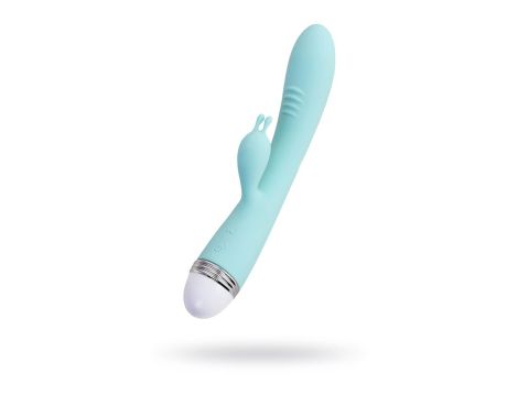 Vibrator with clitoral stimulator Flovetta by Toyfa Iris, silicone, mint, 22 cm