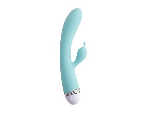 Vibrator with clitoral stimulator Flovetta by Toyfa Iris, silicone, mint, 22 cm - 3