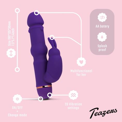 Teazers Silicone Rabbit Vibrator - Purple - 8