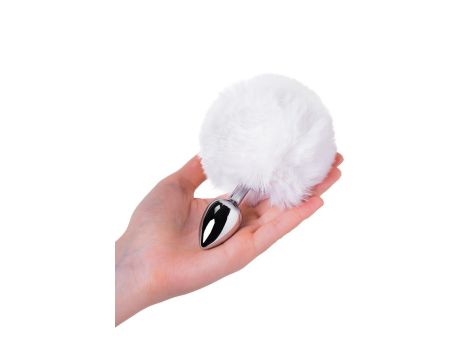 Silver anal plug TOYFA Metal with faux fur - 3