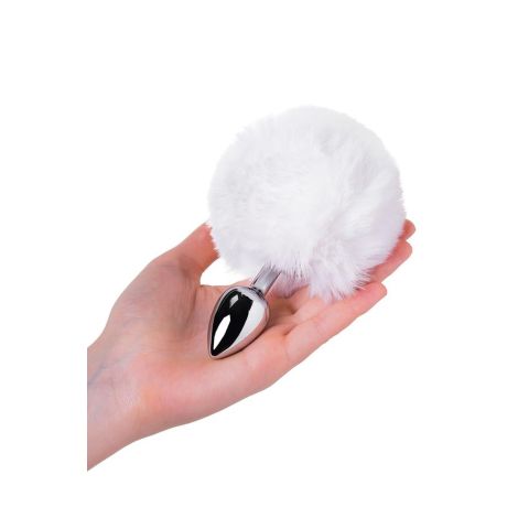 Silver anal plug TOYFA Metal with faux fur - 3