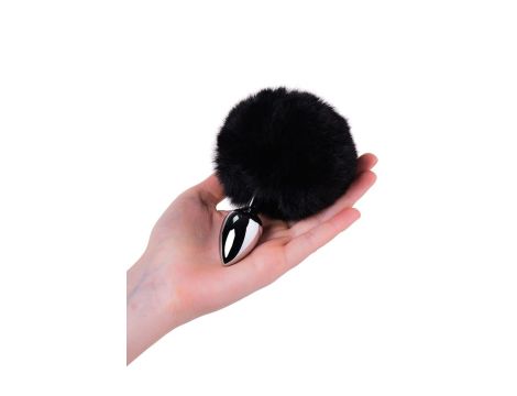 Silver anal plug TOYFA Metal with faux fur - 4