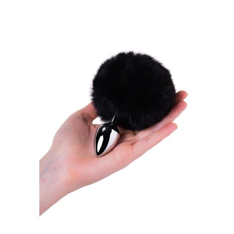 Silver anal plug TOYFA Metal with faux fur - 4