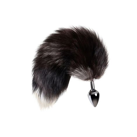 Silver anal plug with a fox tail - 3