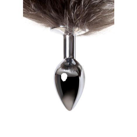 Silver anal plug with a fox tail - 8