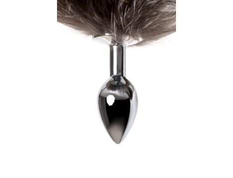 Silver anal plug with a fox tail - 8