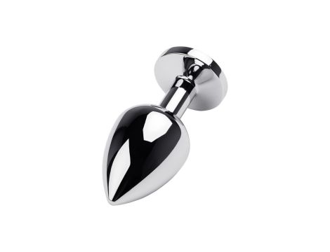 Silver anal plug with gem, red - 2