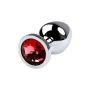 Silver anal plug with gem, red - 5