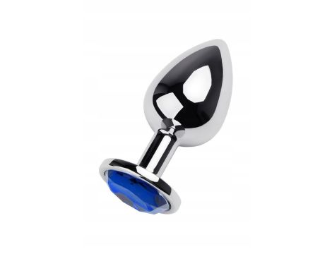 Silver anal plug TOYFA Metal with blue round-shaped gem