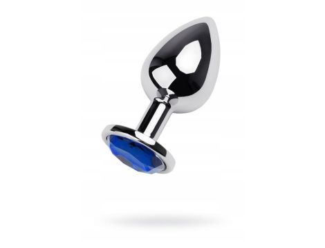 Silver anal plug TOYFA Metal with blue round-shaped gem - 3