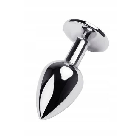 Silver anal plug TOYFA Metal with blue round-shaped gem - 2