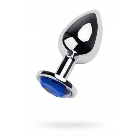 Silver anal plug TOYFA Metal with blue round-shaped gem - 3