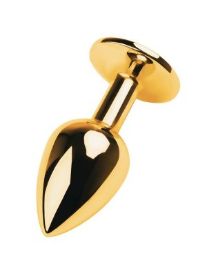 Golden anal plug TOYFA Metal,with a tourmaline colored gem - image 2